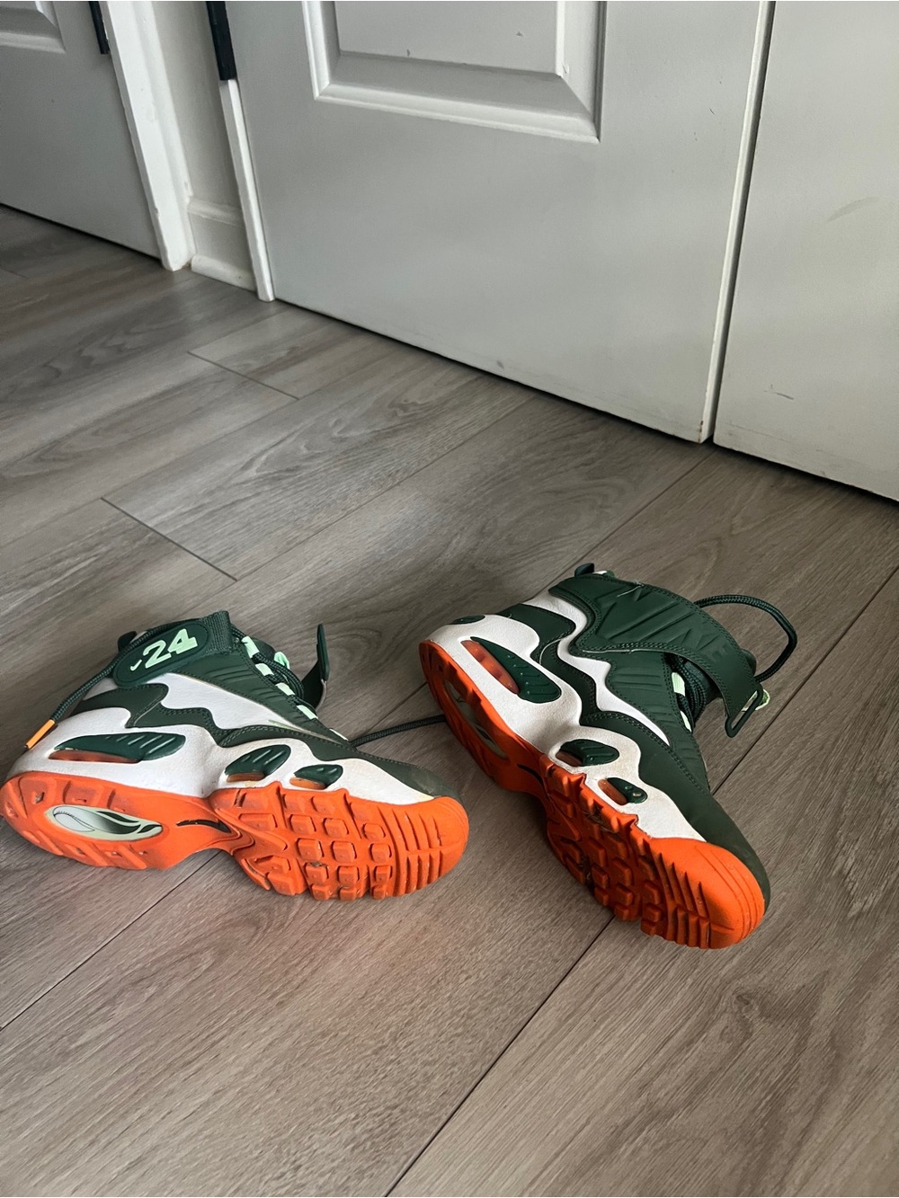 Nike Green Sneakers with Orange Accents